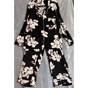 Womens Plus Size 3X Black Orchid Velour PJ's by Joyspun Snuggly Soft Floral Vamp